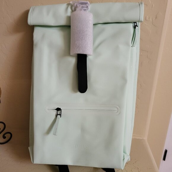 Rains rolltop rucksack backpack mineral color (Mint)  NWT - Picture 2 of 9